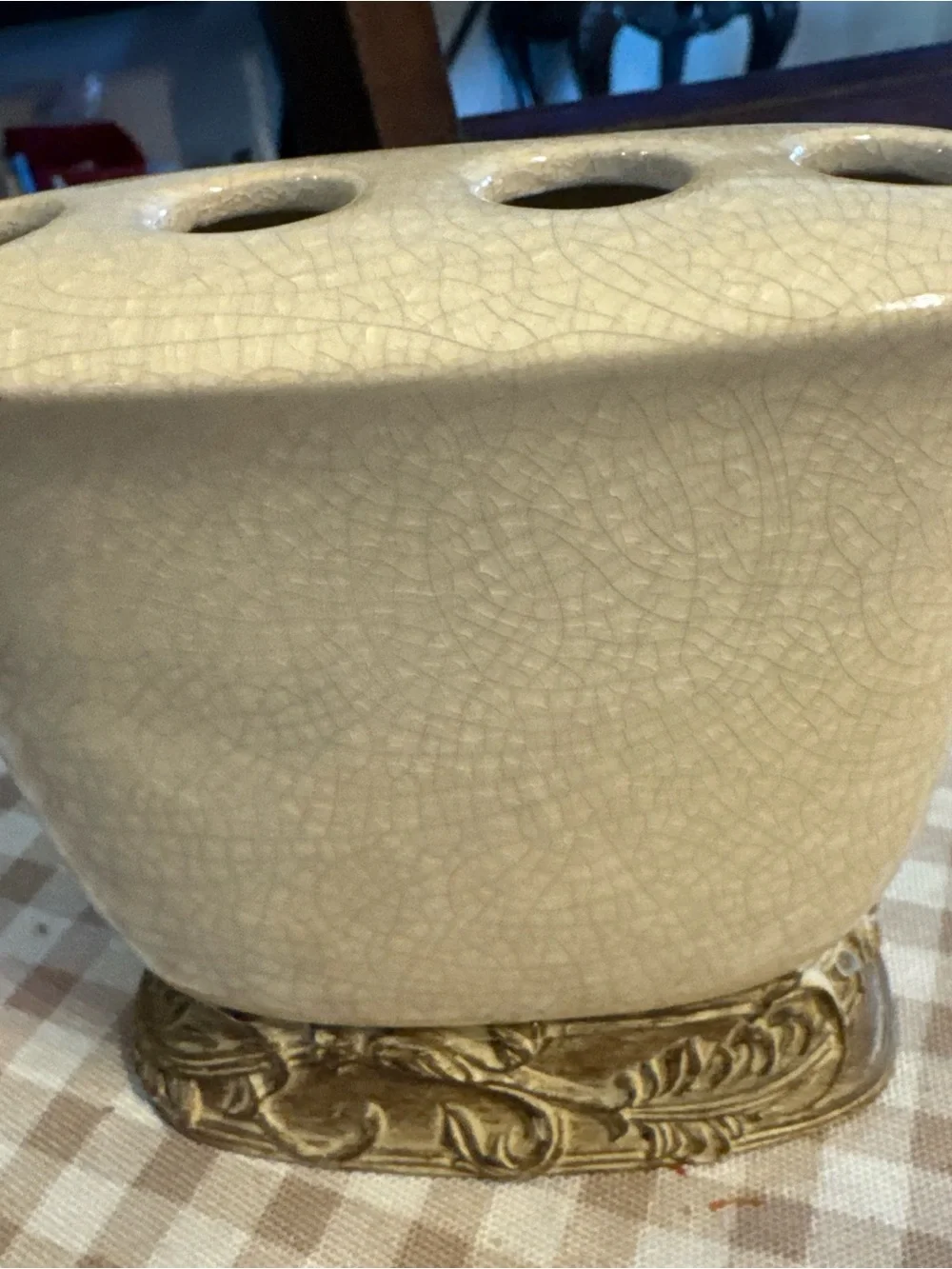 Croscill portico bronze Ceramic Toothbrush Holder with Gold Accent